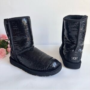 UGG Australia Classic Short Cosmos Sequins Black Boots